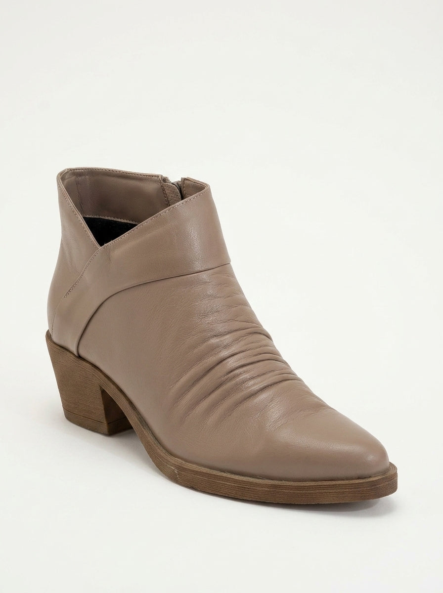 Rule - Bota gruesa de cuero color topo (mujer)