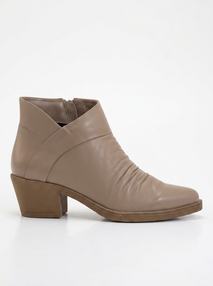 Rule - Bota gruesa de cuero color topo (mujer)