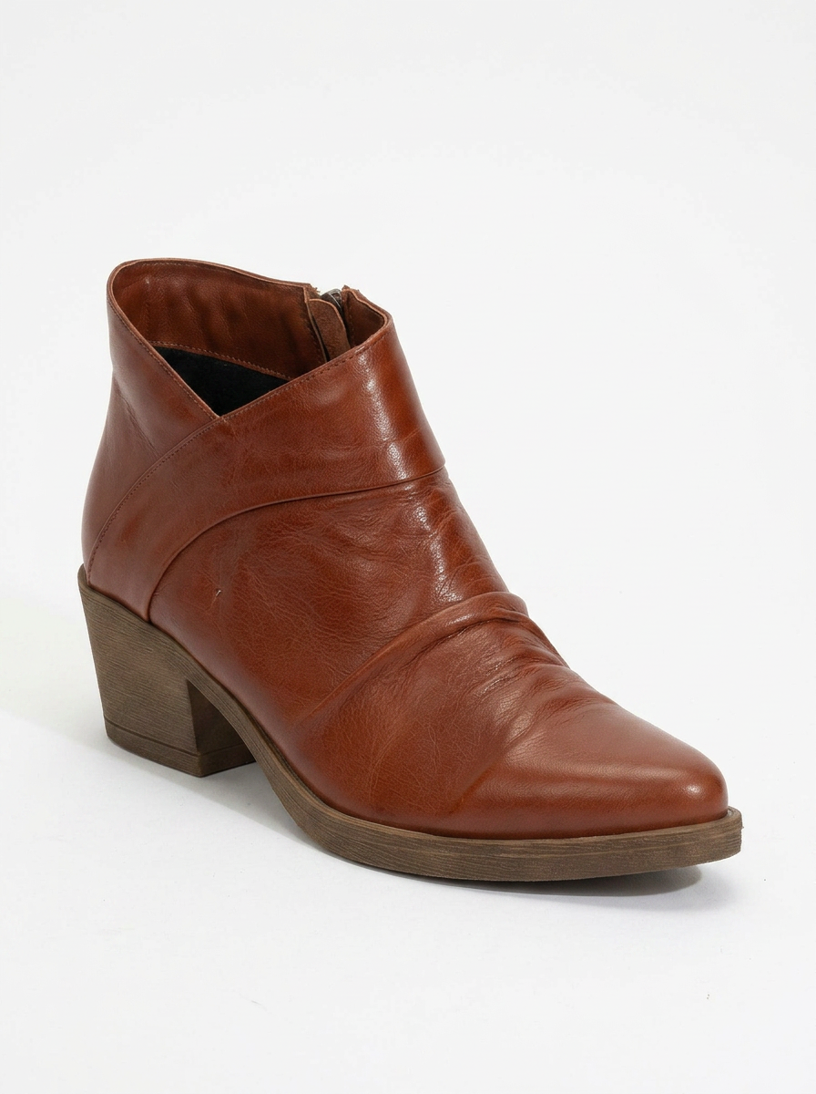 Rule - Bota gruesa de cuero color borgoña (mujer)