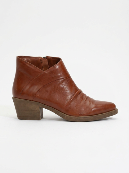 Rule - Bota gruesa de cuero color borgoña (mujer)
