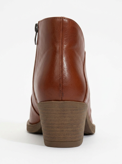 Rule - Bota gruesa de cuero color borgoña (mujer)