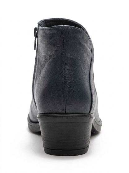 Rule - Bota gruesa de cuero azul marino (mujer)