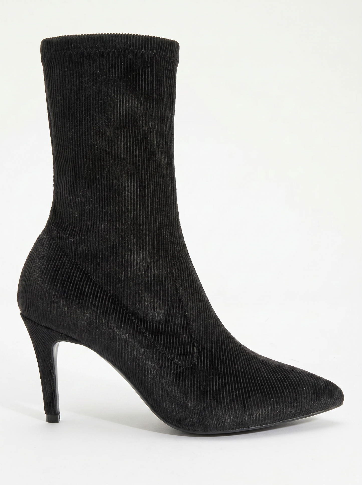 Thalin - Botín de aguja de terciopelo negro con cremallera lateral (Mujer)