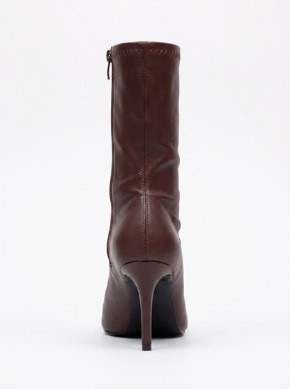 Thalin - Botín Stiletto con Cremallera Lateral en Burdeos Oscuro (Mujer)
