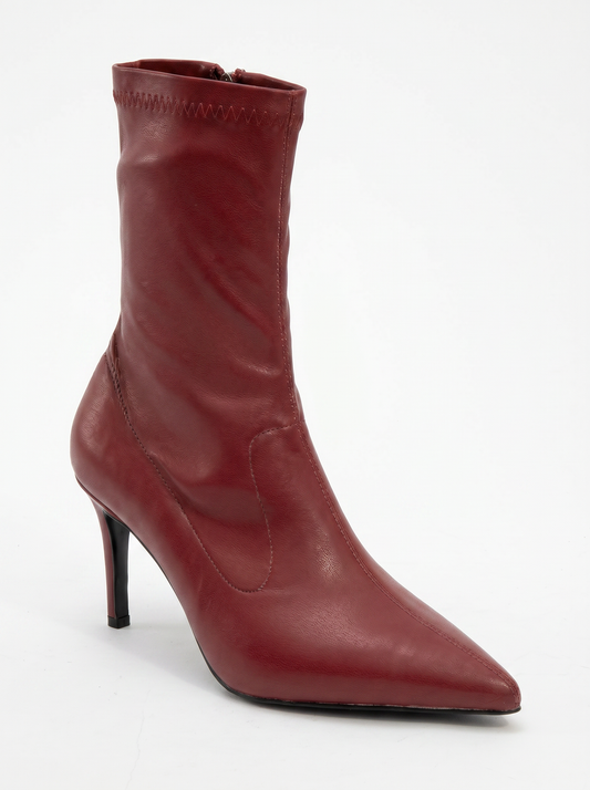 Thalin - Burgundy Velvet Side-Zip Stiletto Boot (Women)