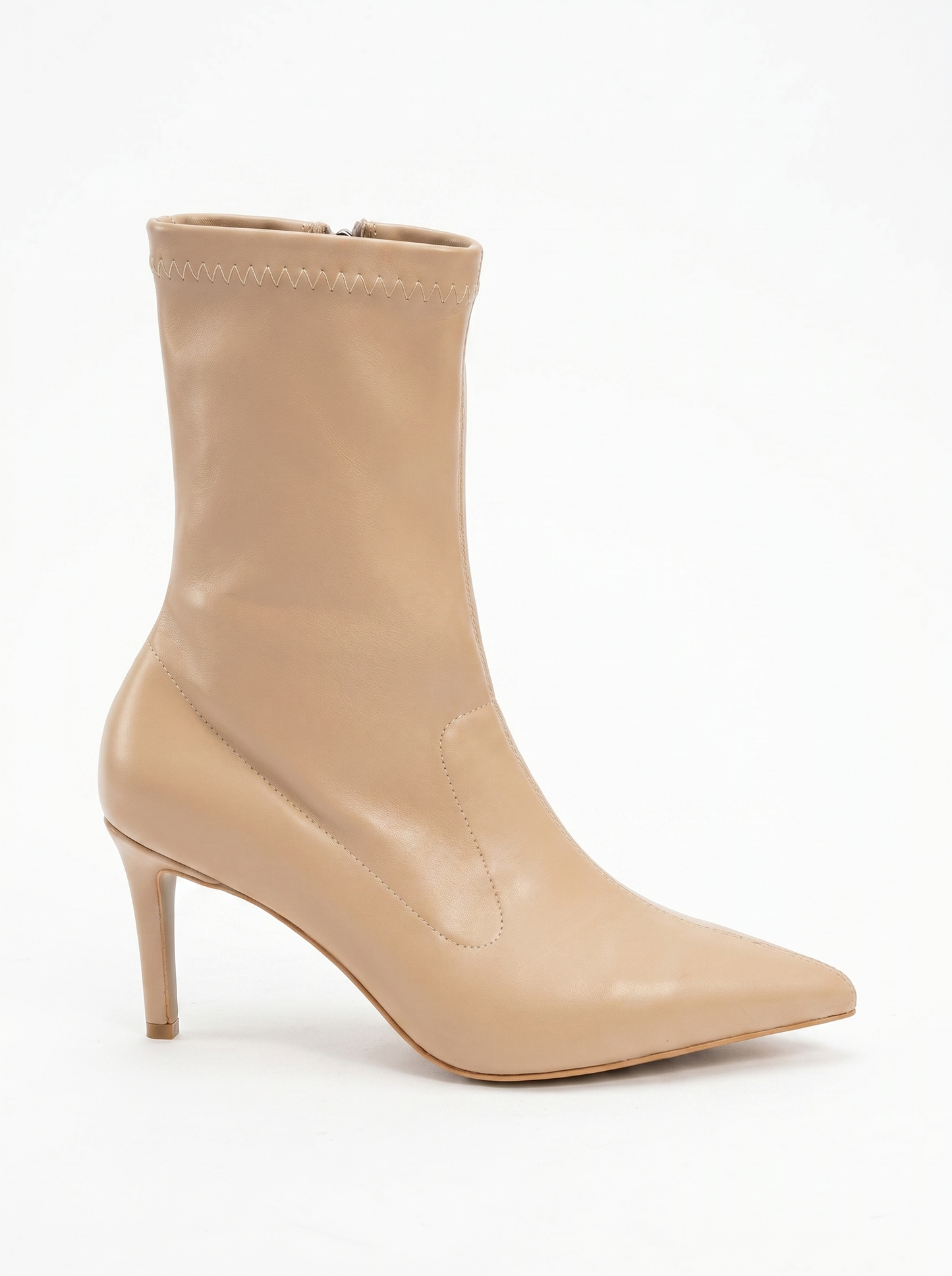 Thalin - Bota de aguja con cremallera lateral beige (Mujer)
