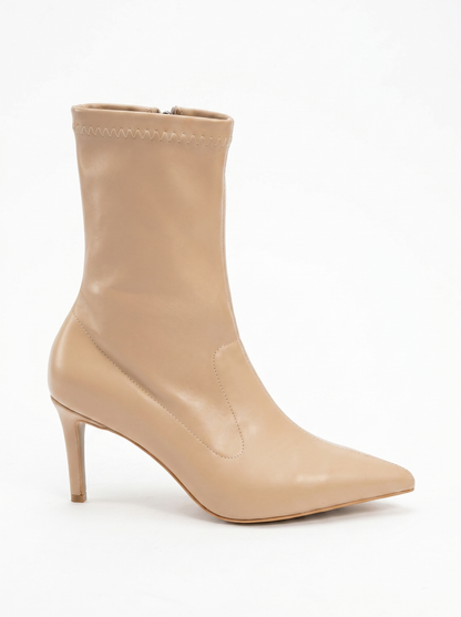 Thalin - Bota de aguja con cremallera lateral beige (Mujer)