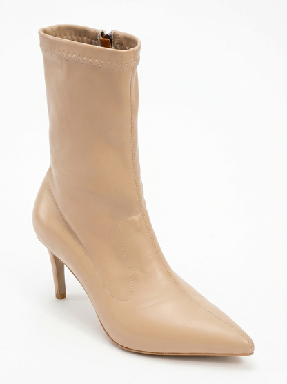 Thalin - Bota de aguja con cremallera lateral beige (Mujer)