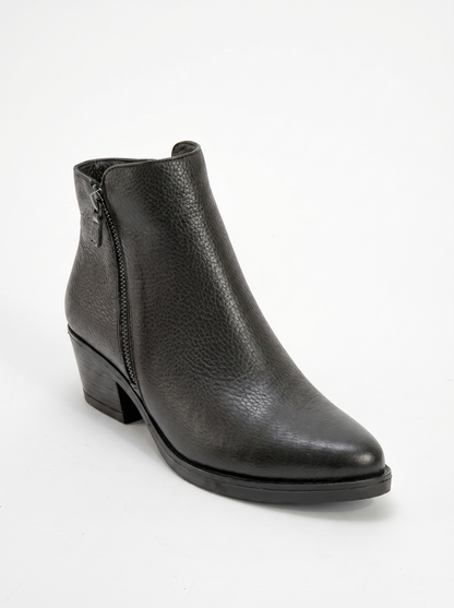 Bota de tacón de bloque con doble cremallera de cuero negro JAYER (Mujer)