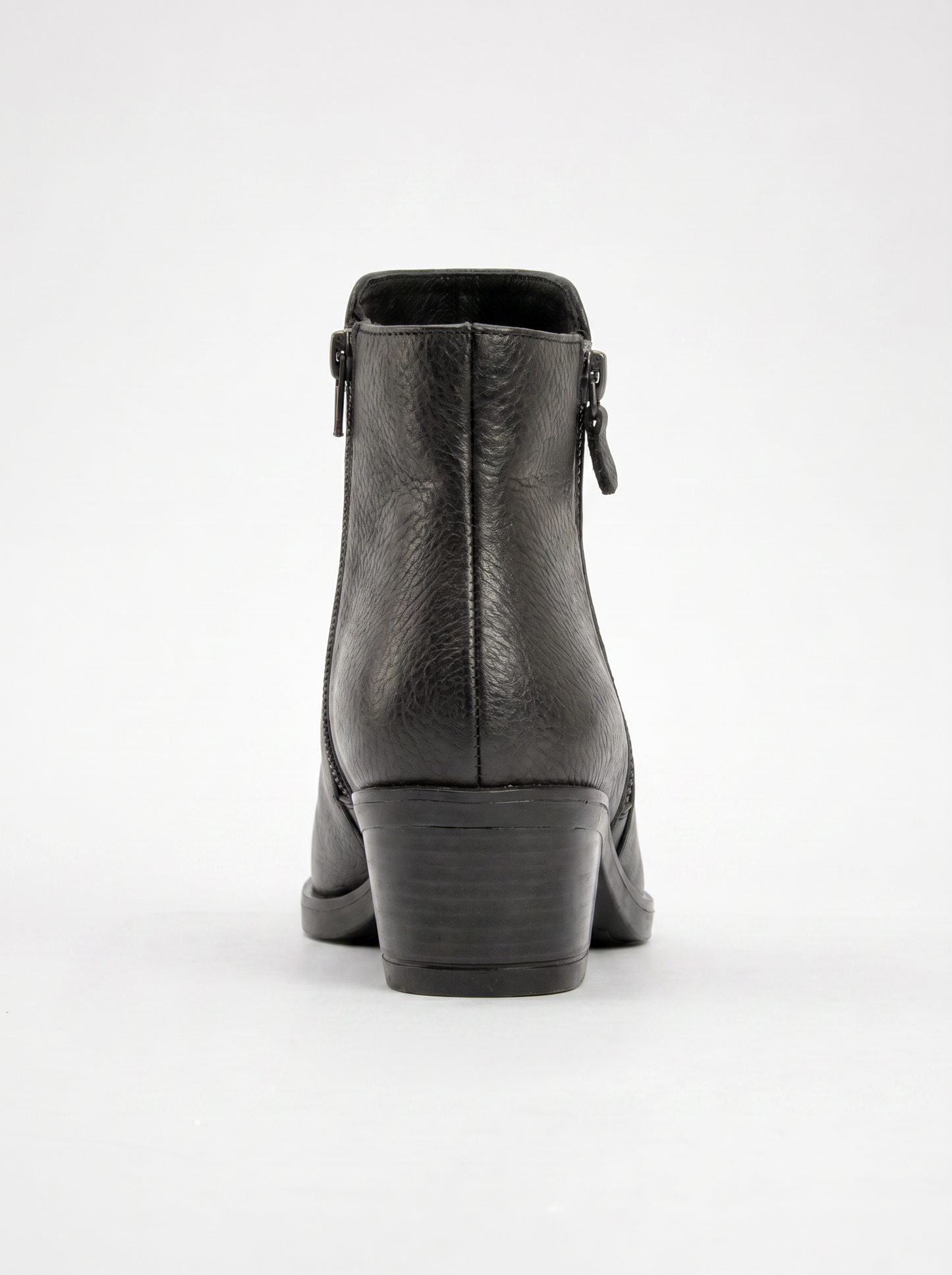 Bota de tacón de bloque con doble cremallera de cuero negro JAYER (Mujer)