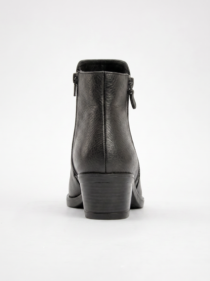 Bota de tacón de bloque con doble cremallera de cuero negro JAYER (Mujer)