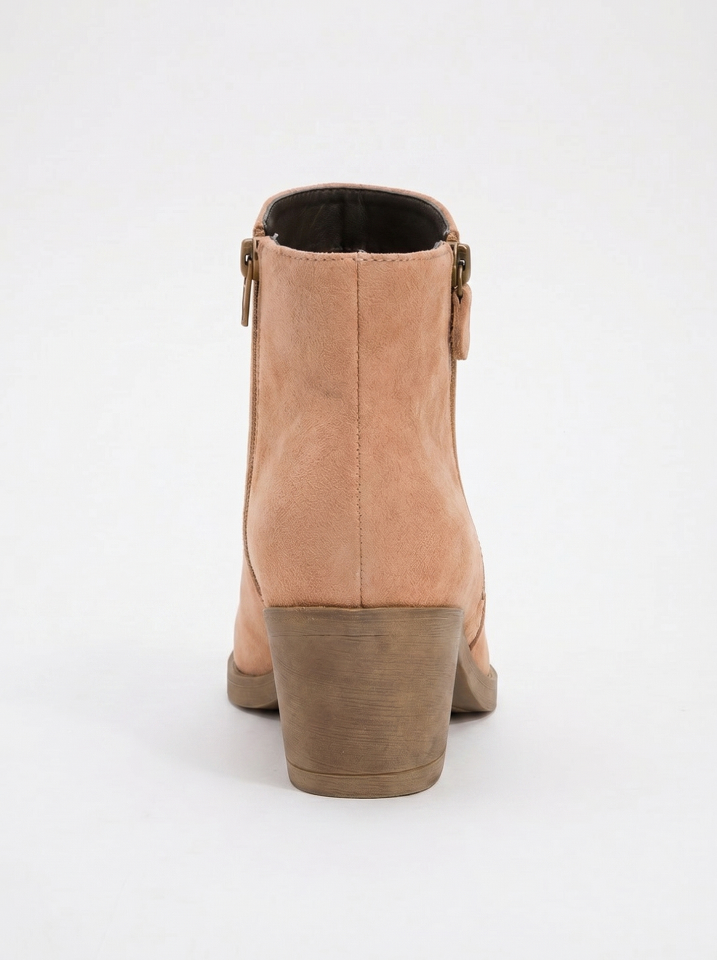 Bota de tacón en bloque con doble cremallera de piel beige oscuro JAYER (Mujer)