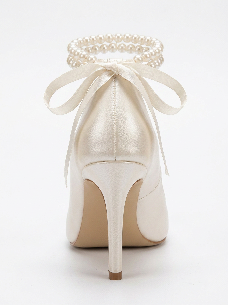 Cadelina Ivory Pearl Ankle Wrap Bridal Pointed Toe Pump (women)