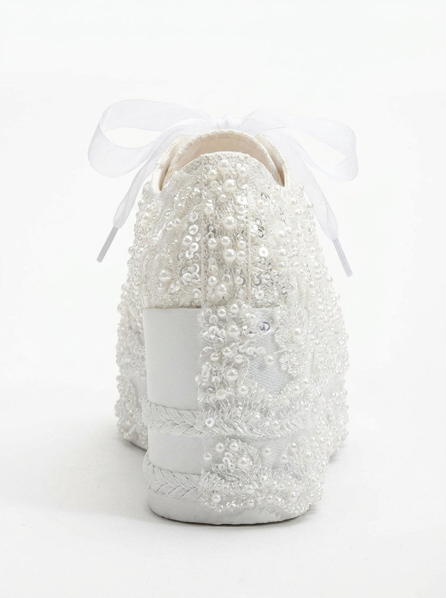 Florette - Ivory Lace Platform Bridal Sneakers