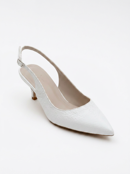 Value - White Pattern Pointed Toe Pump (Women)