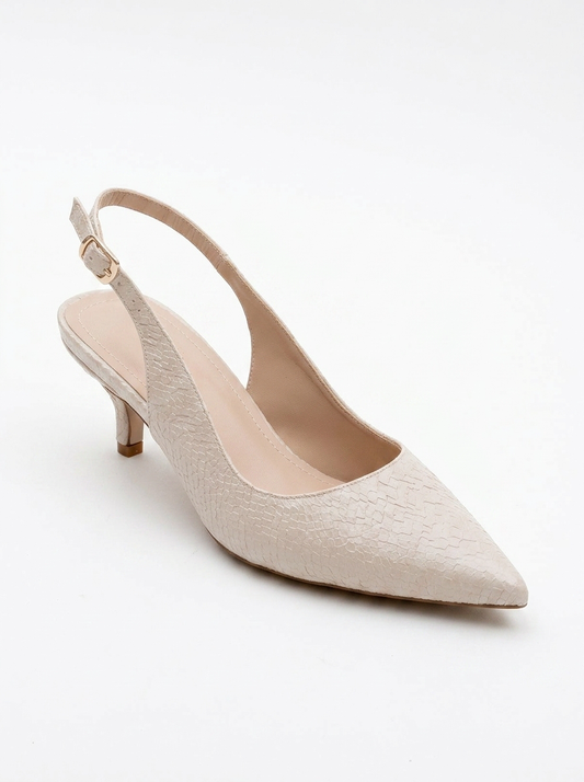 Value - Beige Pattern Pointed Toe Pump (Women)