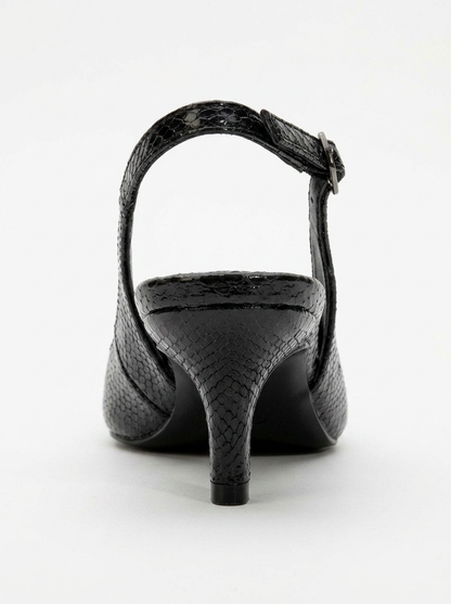 Valor - Zapatos de tacón de punta con estampado negro (mujer)