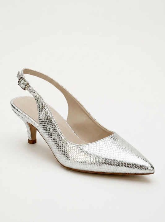 Value - Silver Pattern Pointed Toe Pump (Women)
