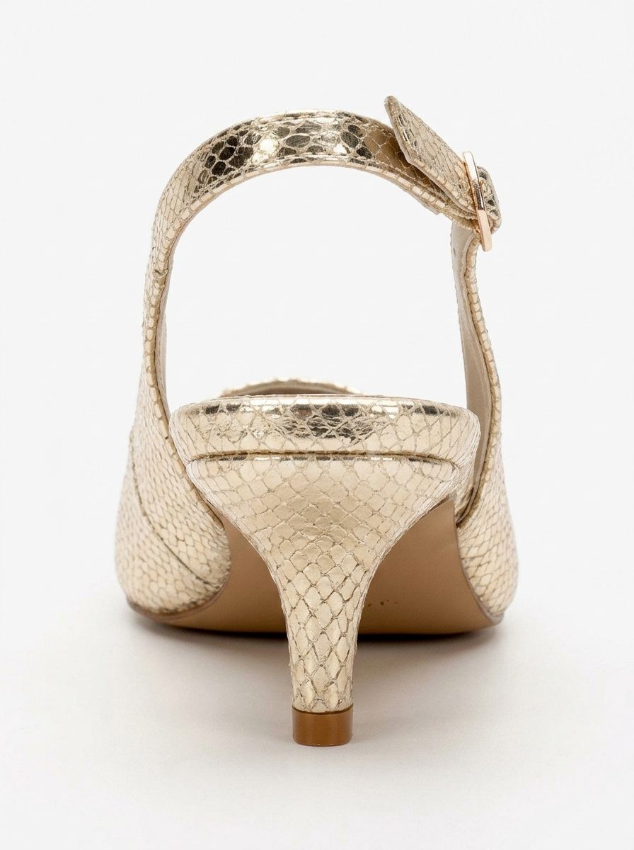 Valor - Zapato de tacón con punta y estampado dorado (Mujer)
