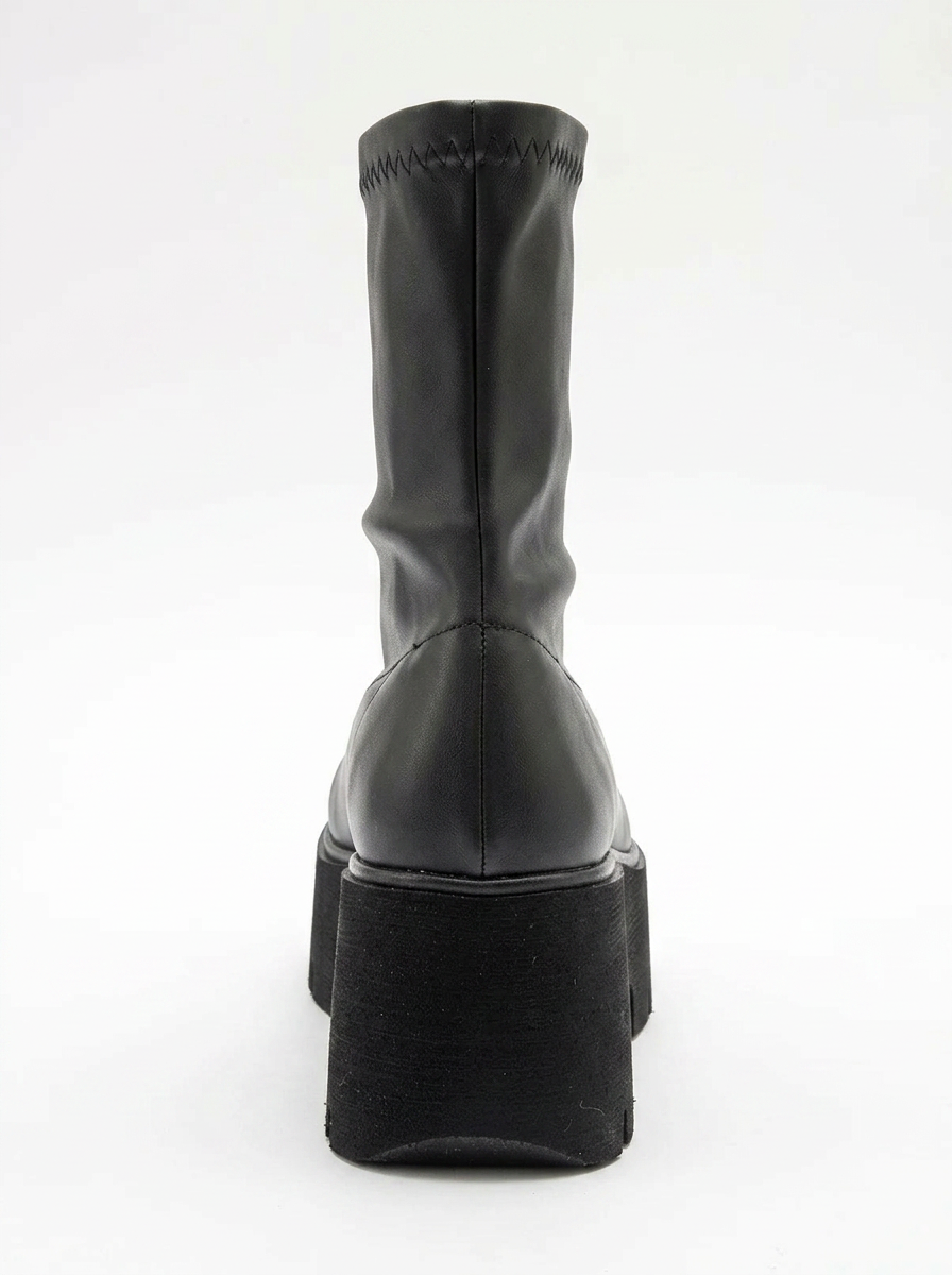 Ovil - Bota de plataforma elástica negra con cremallera (Mujer)