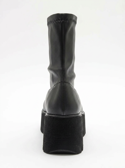 Ovil - Bota de plataforma elástica negra con cremallera (Mujer)