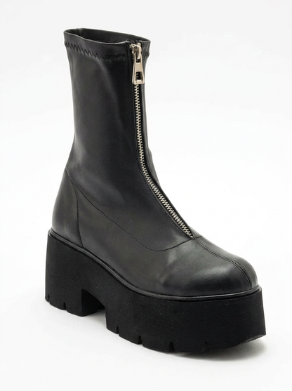 Ovil - Bota de plataforma elástica negra con cremallera (Mujer)