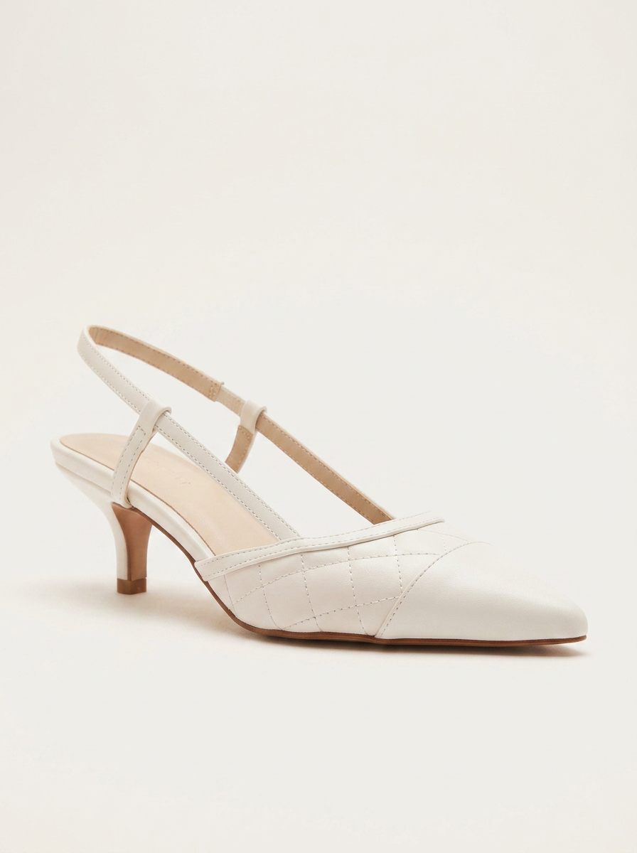 Artículo - Zapatilla de tacón destalonada con puntera en punta y color blanco (Mujer)