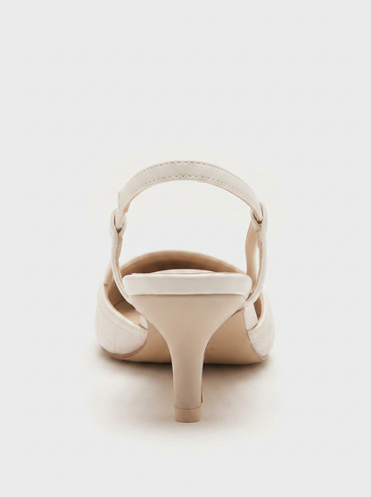 Artículo - Zapatilla de tacón destalonada con puntera en punta y color blanco (Mujer)
