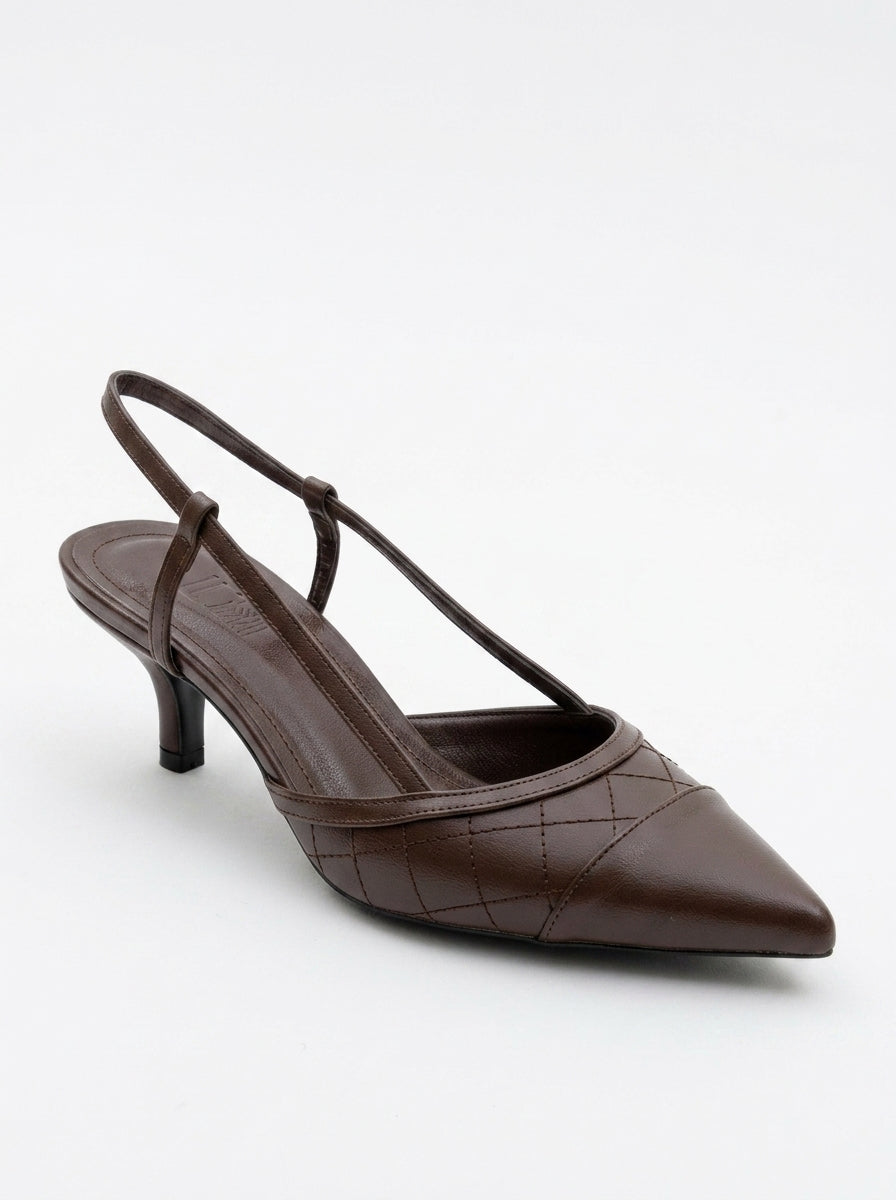 Point - Zapatilla de tacón destalonada de punta en tono marrón (Mujer)