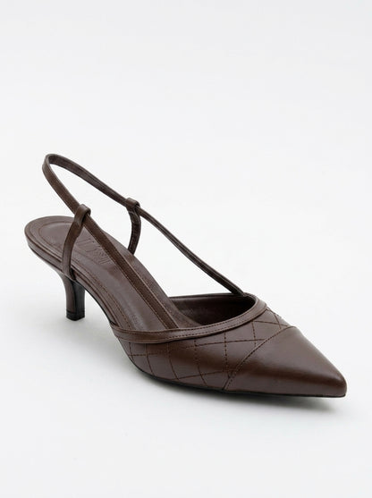 Point - Zapatilla de tacón destalonada de punta en tono marrón (Mujer)
