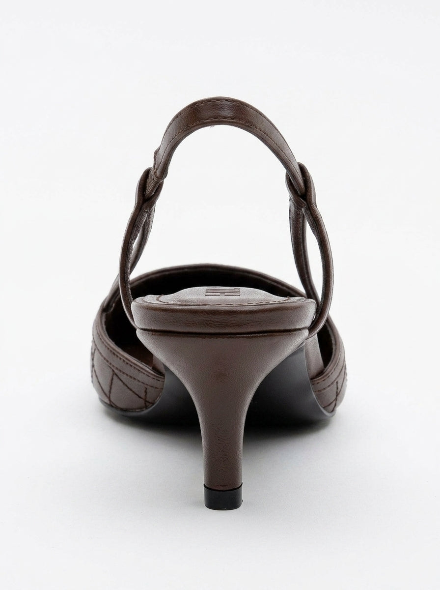 Point - Zapatilla de tacón destalonada de punta en tono marrón (Mujer)