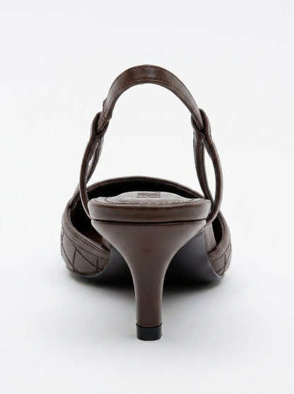 Point - Zapatilla de tacón destalonada de punta en tono marrón (Mujer)