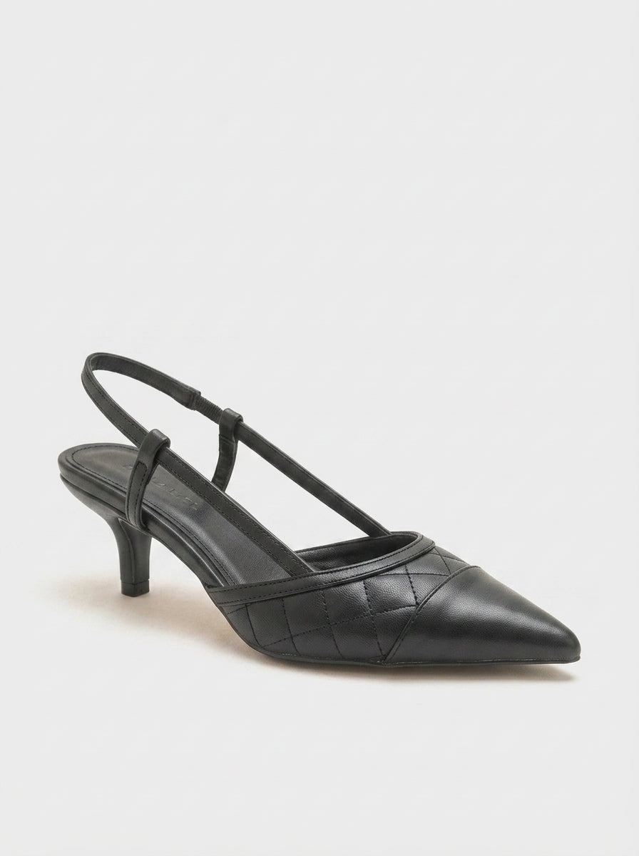 Punta - Zapatos de tacón destalonados de punta fina negra (Mujer)