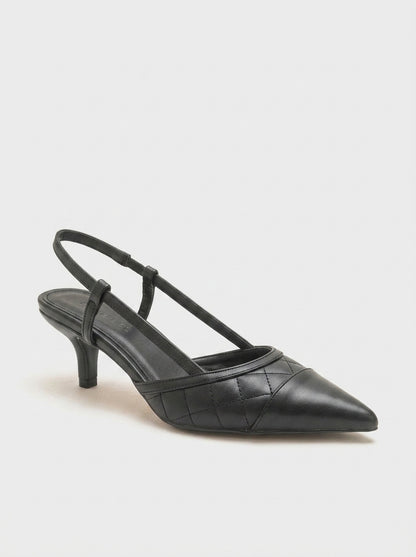 Punta - Zapatos de tacón destalonados de punta fina negra (Mujer)