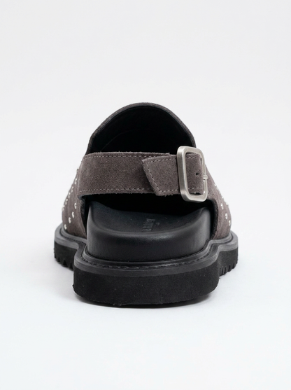 Our - Gray suede Leather Clogs (Women)
