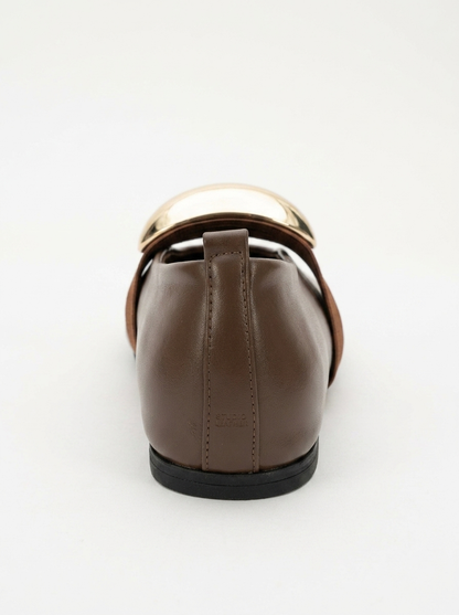 Zoey - Brown Leather Ballet Flats (Women)