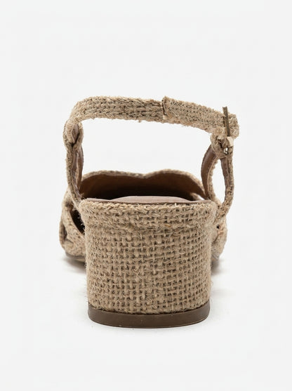 OLENA - Beige Block Heel Sandal (Women)