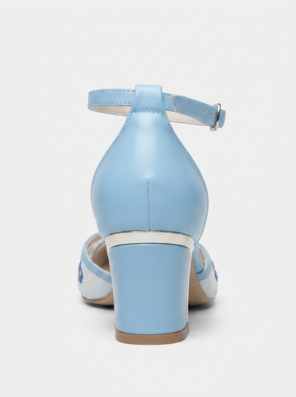 Lorelai Blue Embroidered Mesh Bridal Pumps