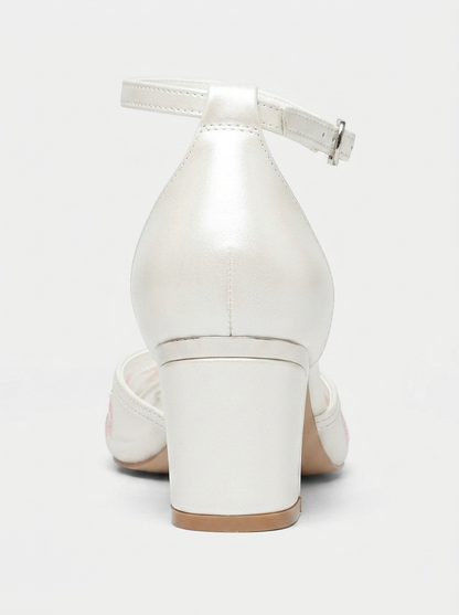 Lorelai Ivory Embroidered Mesh Bridal Pumps