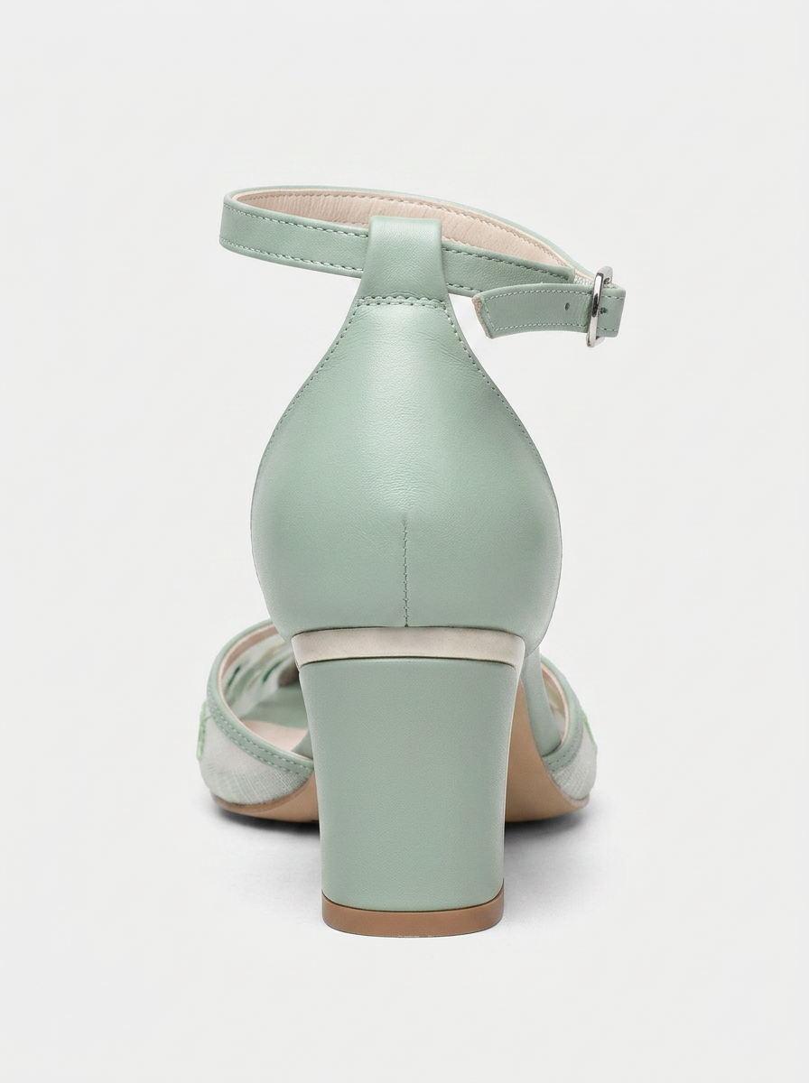 Lorelai Sage Green Embroidered Mesh Bridal Pumps