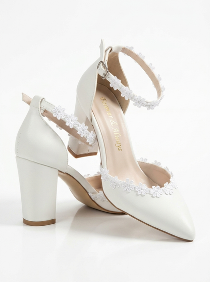 Alisa Lace Block Heel Bridal Pumps