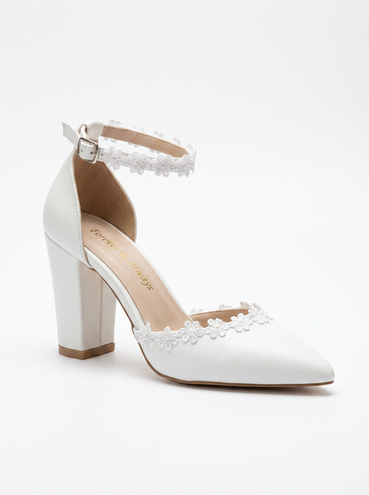Alisa Lace Block Heel Bridal Pumps