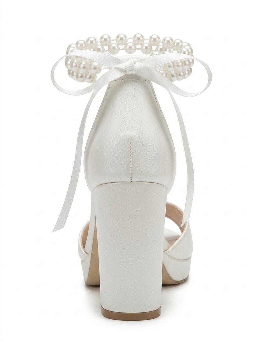 Tiara Pearl Block Heel Bridal Pumps