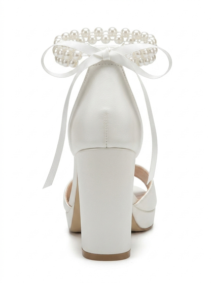 Tiara Pearl Block Heel Bridal Pumps