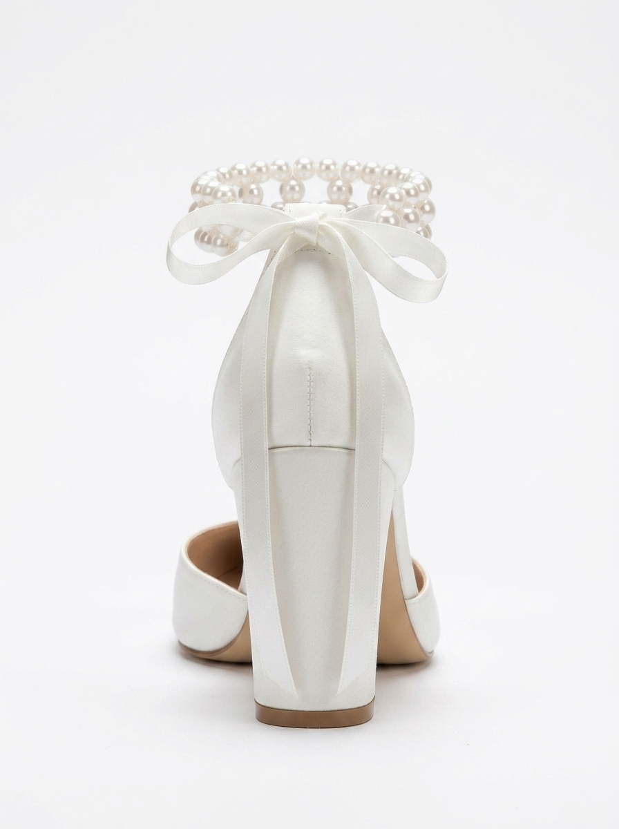 Elisa Pearl Block Heel Bridal Pumps