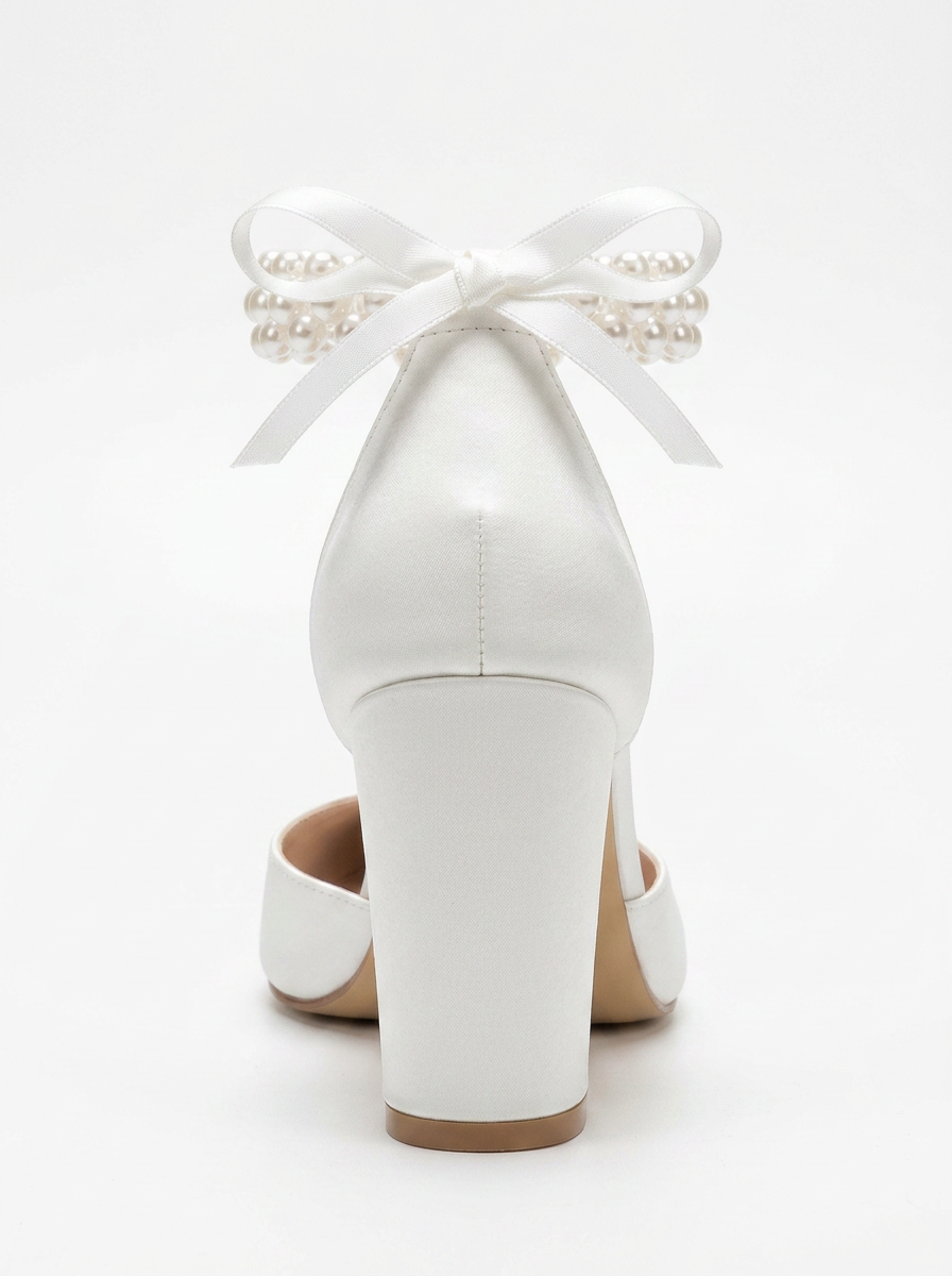 Sora Pearl Block Heel Bridal Pumps