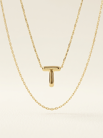 Signature 14k Gold Initial Necklace - T