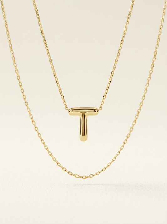 Signature 14k Gold Initial Necklace - T