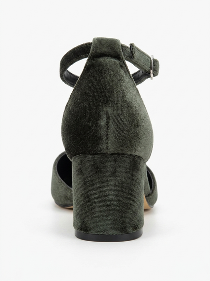 Anicette - Olive Green Velvet Pumps