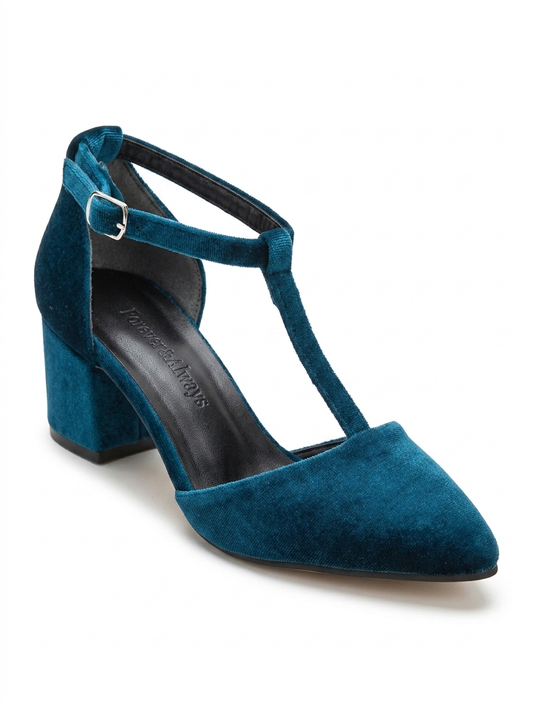 Anicette - Teal Blue Velvet Pumps